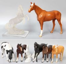 A Group of Horse Models Including, Beswick Palomino Gloss, Royal Doulton, black matt and others;