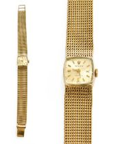 A Lady's 9 Carat Gold Rolex Precision Wristwatch, manual wound lever movement signed, silvered