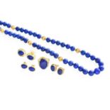 A Small Quantity of Lapis Lazuli Jewellery, comprising of a bead necklace, length 62.5cm; three