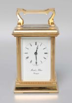 A Brass Carriage Timepiece, retailed by Morrell & Hilton, Huntingdon, 20th century, 16cm high over