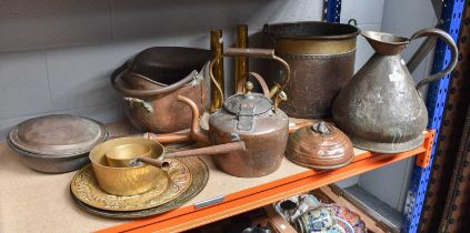 Brass and Copper Including, a twin handle planter engraved ''B&H''... 1835'' a jug, coal scuttle,