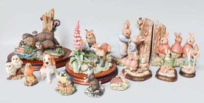 Border Fine Arts Wildlife Models, Including: 'At the Waters Edge', 488/1500, on wood base, with