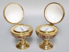 A Royal Crown Derby Imari Millennium Globe Thermometer and Matching Barometer, both limited