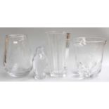 Nils Landberg (1907-1991), Two Orrefors Glass Vases, one engraved with a Classical nude amongst