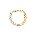 A 9 Carat Gold Figaro Link Bracelet, length 21cm Gross weight 31.8 grams