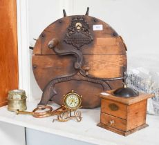A Victorian Knife Sharpener, George Kent Ltd, together with French Peugeot coffee grinder, a