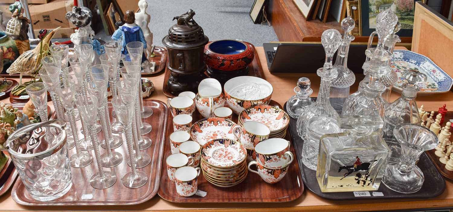 A Group of Eighteen Tall Ale Glasses, with wrythen stems, a silver plate mounted ice bucket with - Image 2 of 2