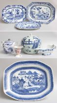 Chinese Ceramics, to include an 18th century blue and white export ware sauce boat, a 19th century