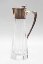 A Silver Mounted Glass Claret Jug, by Braybrook & Britten, London 2000, of tarpering octagonal form,