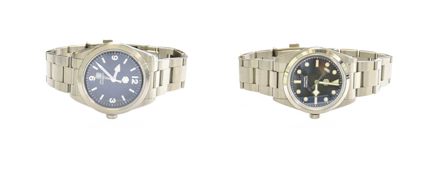 Two Stainless Steel Automatic Centre Seconds San Martin Wristwatches, both with San Martin fitted