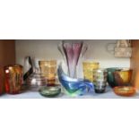 A Group of Whitefriars and Other Art Glass, (one shelf)