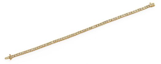 A 9 Carat Gold Diamond Line Bracelet, the eight-cut diamonds in white claw settings, within an