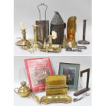 A Collection of 18th Century and Later Metalwares Relating to Lighting, two pressed steel
