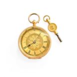 A Lady's 18 Carat Gold Fob Watch, case stamped 18k Movement in working order