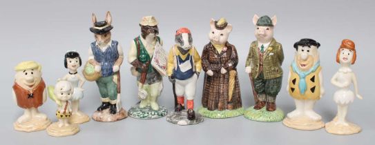 Beswick Flinstone Limited Edition Figures, together with five English Country Folk animal figures (