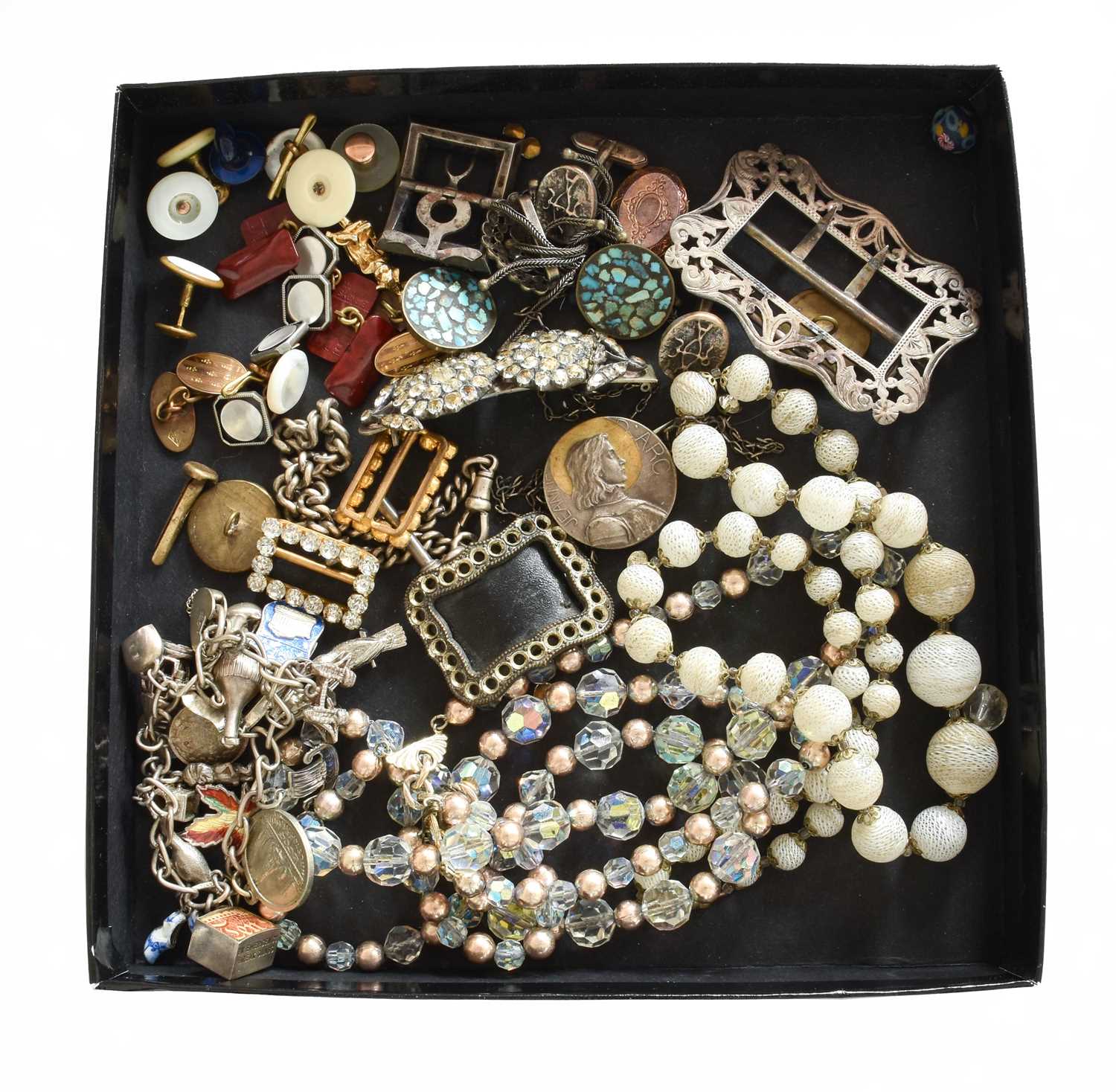 A Small Quantity of Jewellery, including a quantity of dress studs and cufflinks; a silver bracelet, - Image 2 of 2