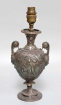 After Antoine Vechte (1799-1869) An Elkington Silver Plated Table Lamp, of twin-handled urn form,
