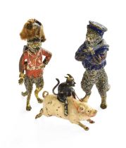 Early 20th Century Vienna Cold Painted Bronzes of Uniformed Cats, together with a similar model of