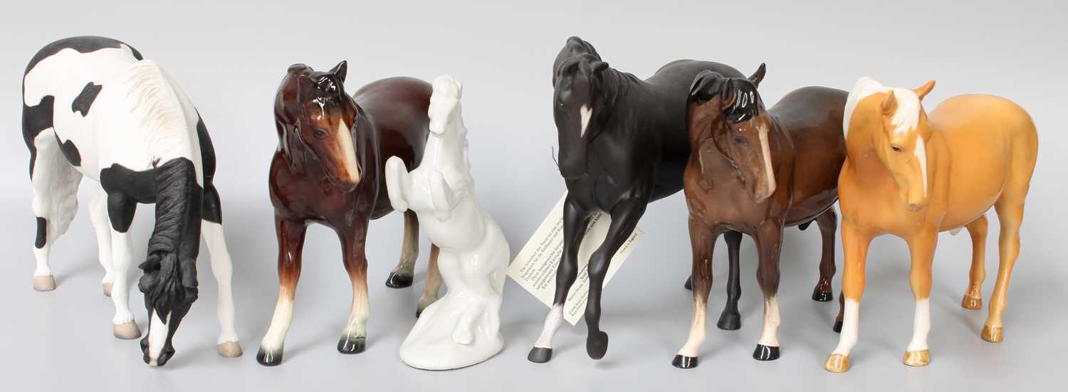 A Group of Horse Models Including, Beswick Palomino Gloss, Royal Doulton, black matt and others; - Image 2 of 3