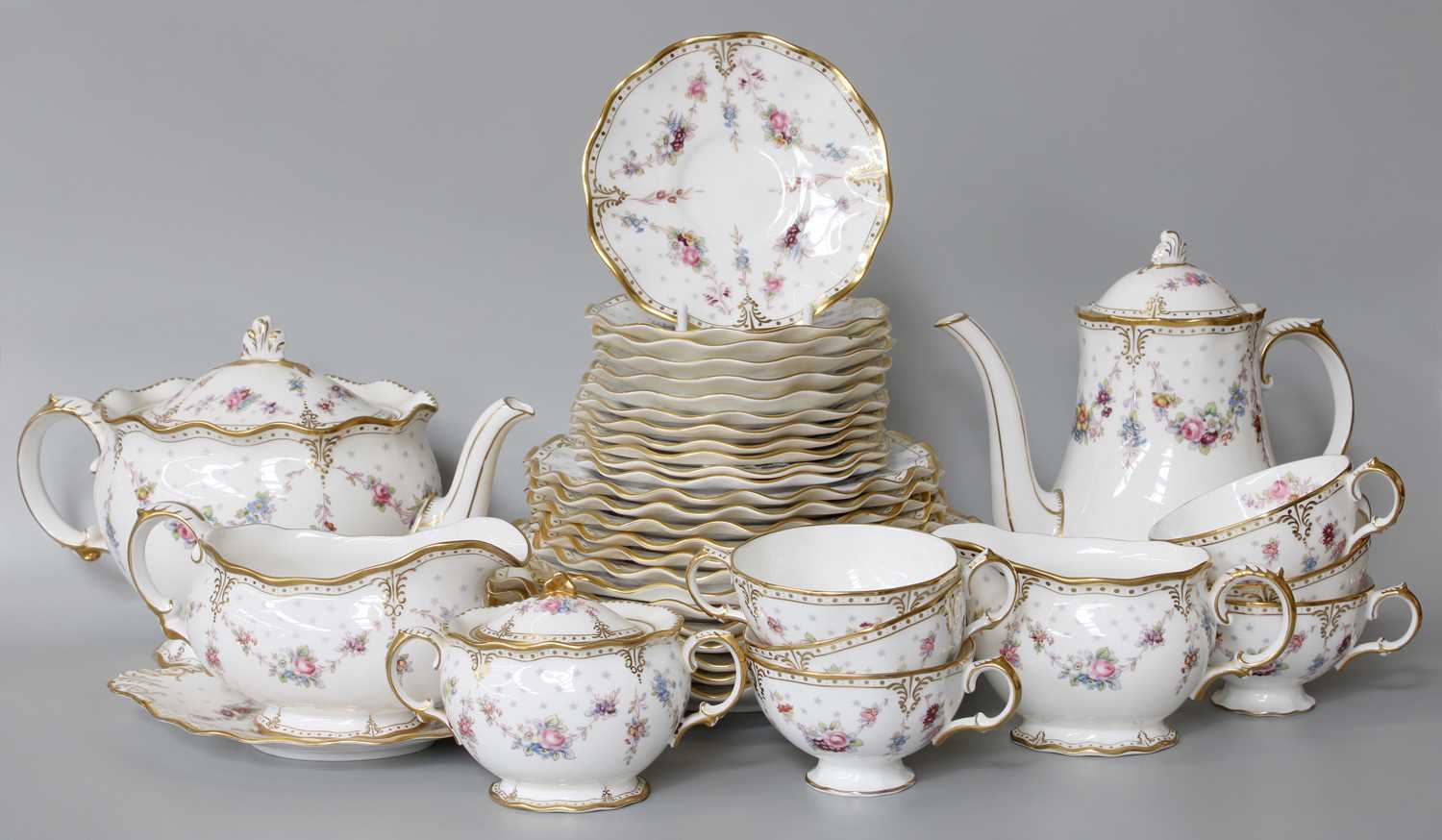 Royal Crown Derby ''Royal Antoinette'' Pattern Dinner Wares including tureens, tea pot, etc (three - Image 3 of 5