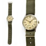 A Military ATP Chrome Plated Moeris Wristwatch, manual wound lever movement, stainless steel screw