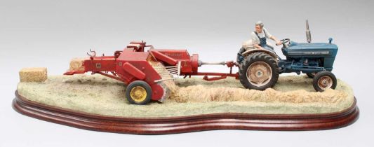 Border Fine Arts 'Hay Baling', model No. B0738 by Ray Ayres, limited edition 591/2002, on wood base,