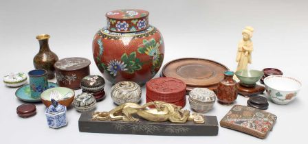 Decorative Oriental Items, including, cinnabar lacquer box, porcelain bowl, a Group of early 20th