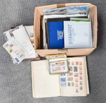 Stamp Collection filling a small carton, mainly Guernsey presentation packs to at least 2021, plus a