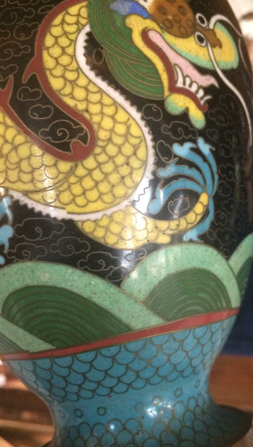 A Pair of 20th Century Japanese Cloisonne Vases, decorated with dragons, 24cm high Please note - Image 4 of 10