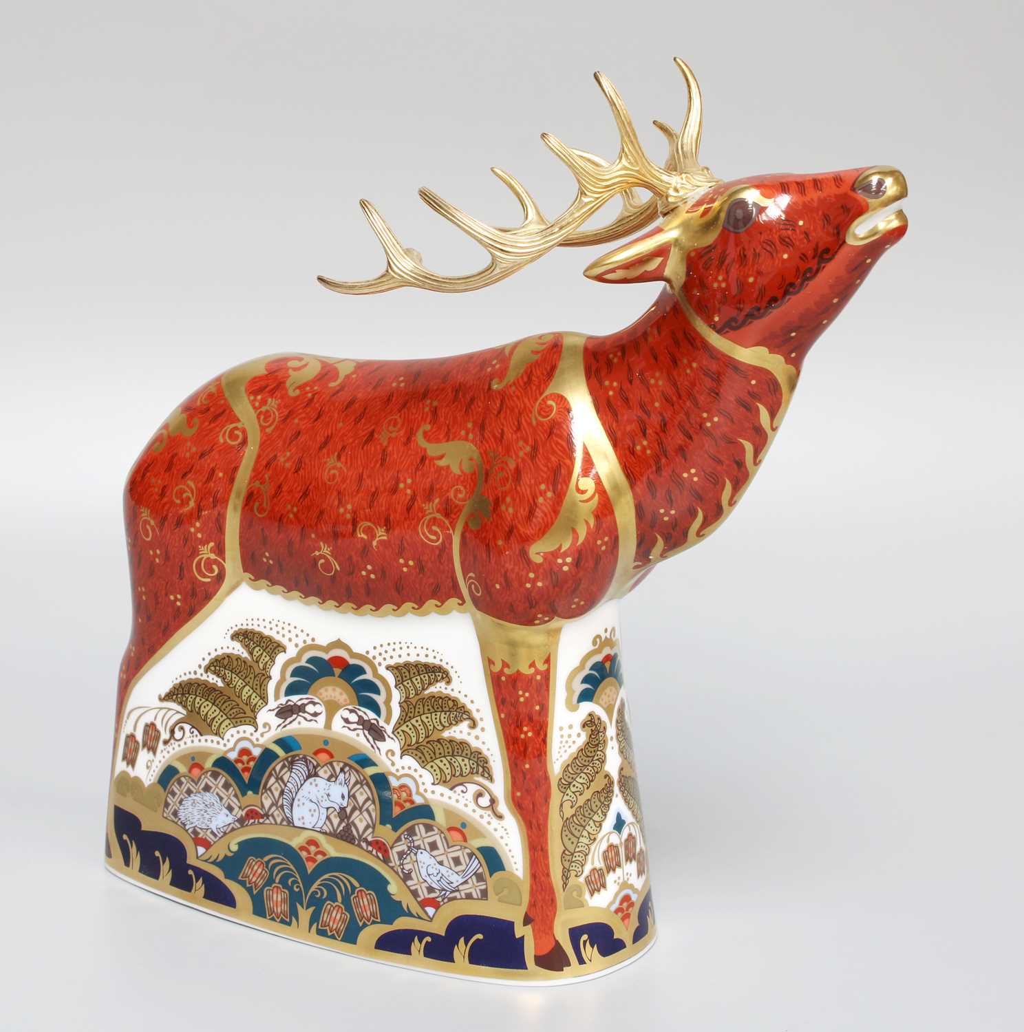 A Royal Crown Derby Imari Sherwood Stag Paperweight, limited edition for Connaught House 53/395,
