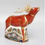 A Royal Crown Derby Imari Sherwood Stag Paperweight, limited edition for Connaught House 53/395,