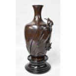 A Japanese Bronze Vase, Meiji style, 37cm high small dents, nicks and scratches throughout the vase,