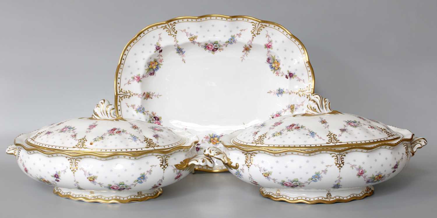 Royal Crown Derby ''Royal Antoinette'' Pattern Dinner Wares including tureens, tea pot, etc (three - Image 2 of 5