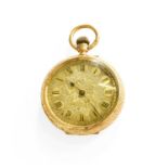 A Lady's Fob Watch, case stamped, 18k Movement in going order