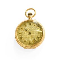 A Lady's Fob Watch, case stamped, 18k Movement in going order