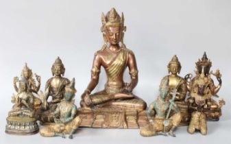 A Group of Indian/South East Asian Bronze Deities (one tray)