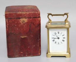 A Carriage Timepiece, Yeldall Jones, Ashford, and associated leather case