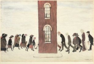 After Laurence Stephen Lowry RBA, RA (1887-1976) "The Meeting Point" Signed, with the blindstamp for