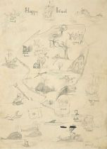 David Oxtoby (b.1938) "Happy Island" Signed, pencil, 38cm by 28cm Provenance: The Estate of David