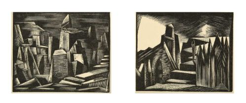 Paul Nash (1889-1946) "Das Rheingold" (1925) Woodblock print, together with three further