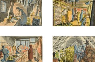Edward Bawden CBE RA (1903-1989) "Life in an English Village" Sixteen lithographs from the 1949