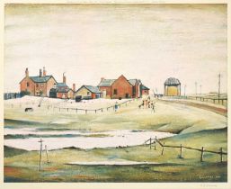 After Laurence Stephen Lowry RBA, RA (1887-1976) "Landscape with Farm Buildings" Signed, with the