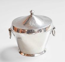 A Victorian Silver Tea-Caddy, by Job Frank Hall, London, 1897, tapering oval and with two drop-