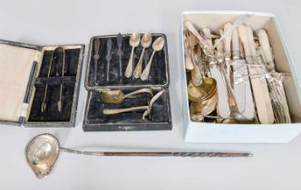 A Collection of Assorted George III and Later Silver Flatware, various patterns, including an