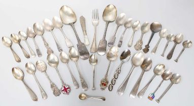 A Collection of Assorted George III and Later Silver Flatware, various patterns, 16oz 4dwt, 503gr;