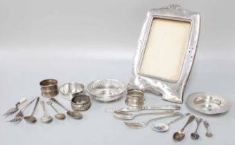 A Collection of Assorted Silver, including an Armada dish, 95mm diameter; two napkin-rings; assorted
