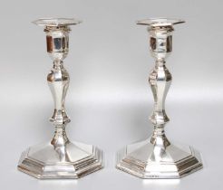A Pair of George V Silver Candlesticks, by Hawksworth, Eyre and Co. Ltd., Sheffield, 1921, each in
