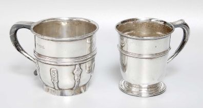 Two Differing George V Silver Christening-Mugs, One by William Suckling Ltd., Birmingham, 1929 and