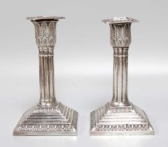 A Pair of Victorian Silver Candlesticks, by Richard Martin and Ebenezer Hall, London, 1888, each