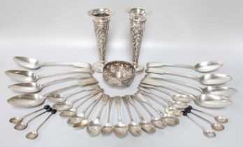 A Collection of Assorted Silver, including assorted George III and later silver flatware,